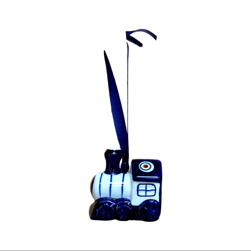 Traditional Polish Pottery Train Ornament
